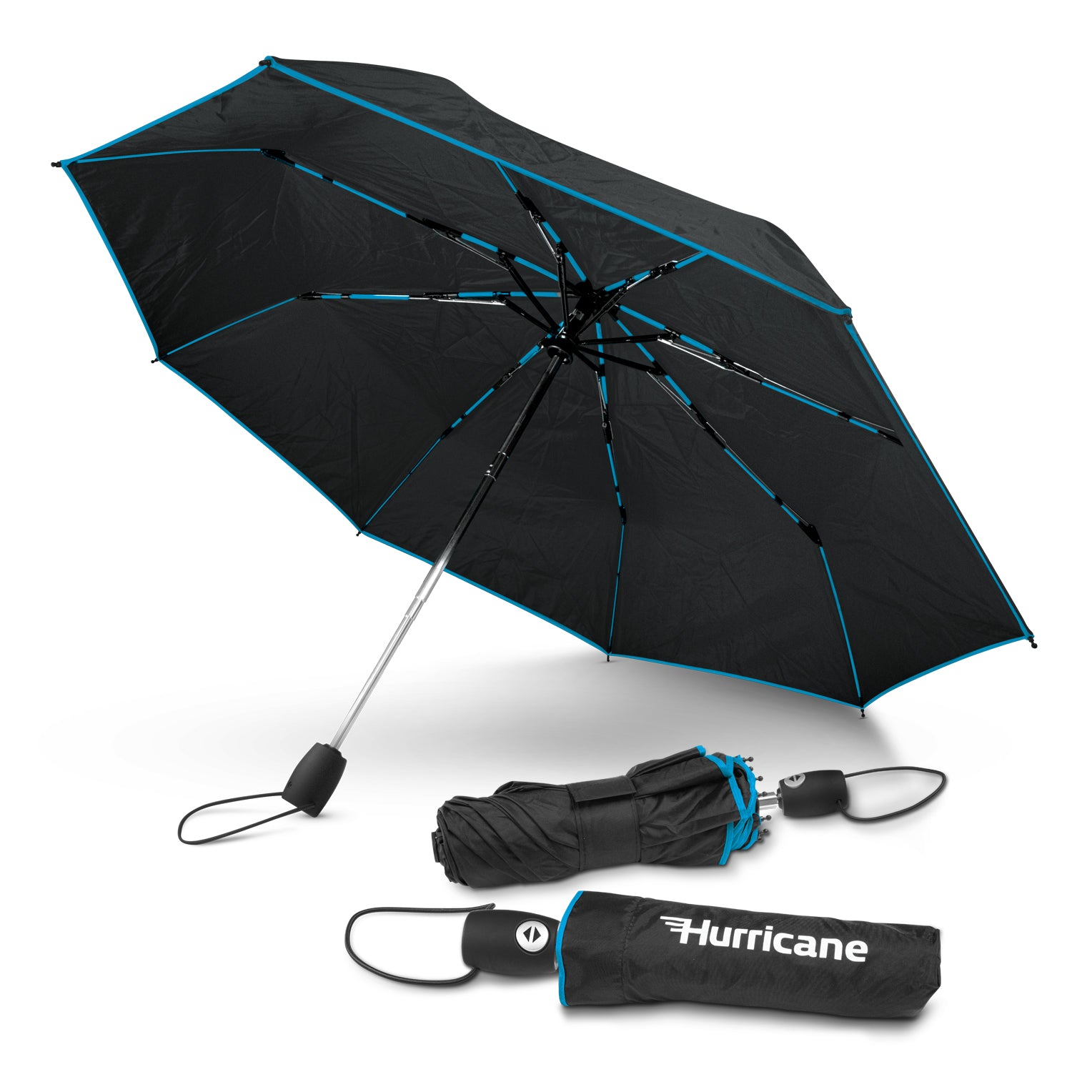 HURRICANE COMPACT®️ Heavy Duty Wind-Rated Compact Umbrella With Double Layer Wind/Vent System, Fibreglass Ribs & Steel Frame, Smart Auto Open & Close
