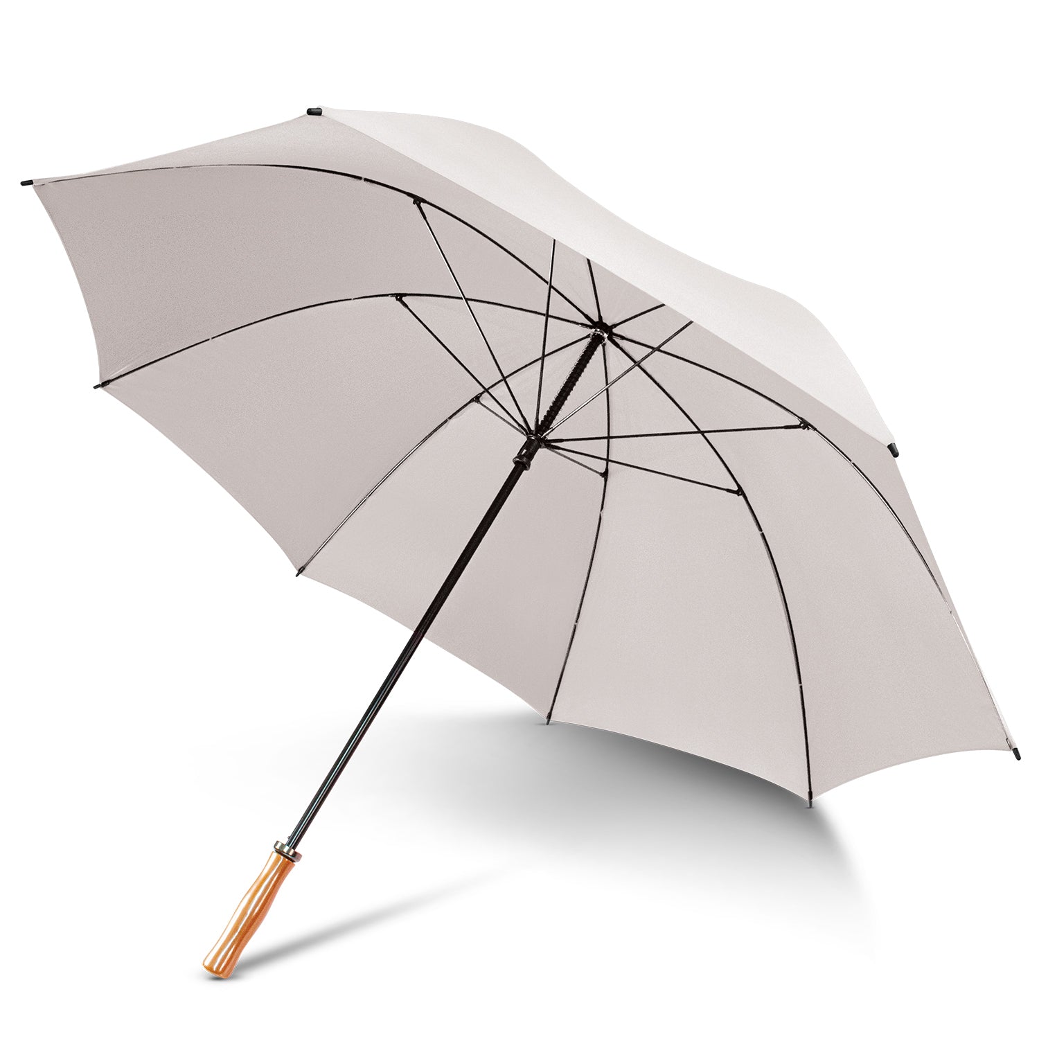 PEROS RainBrella PRO®️ Sports Umbrella with Windproof Fibreglass Frame, Black Electroplated Shaft - Classic Wooden Hand Grip - Solid Colours no