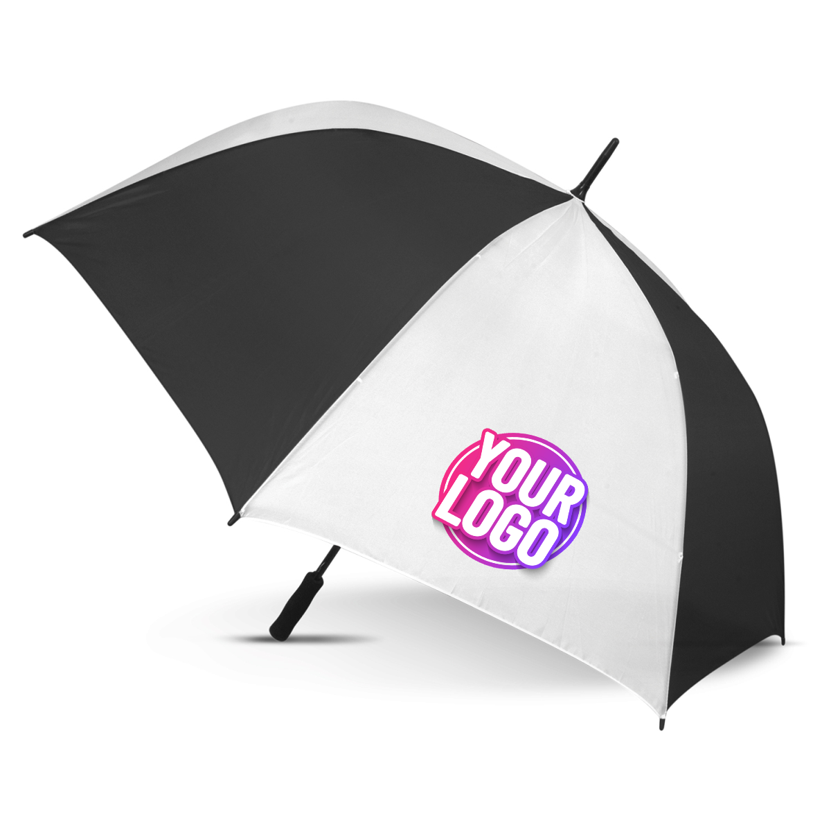 CUSTOM BRANDED - STORM PROOF ULTIMATE®️ Heavy Duty Sports Umbrella with Windproof Fibreglass Frame - Premium Automatic Opening - White Panels