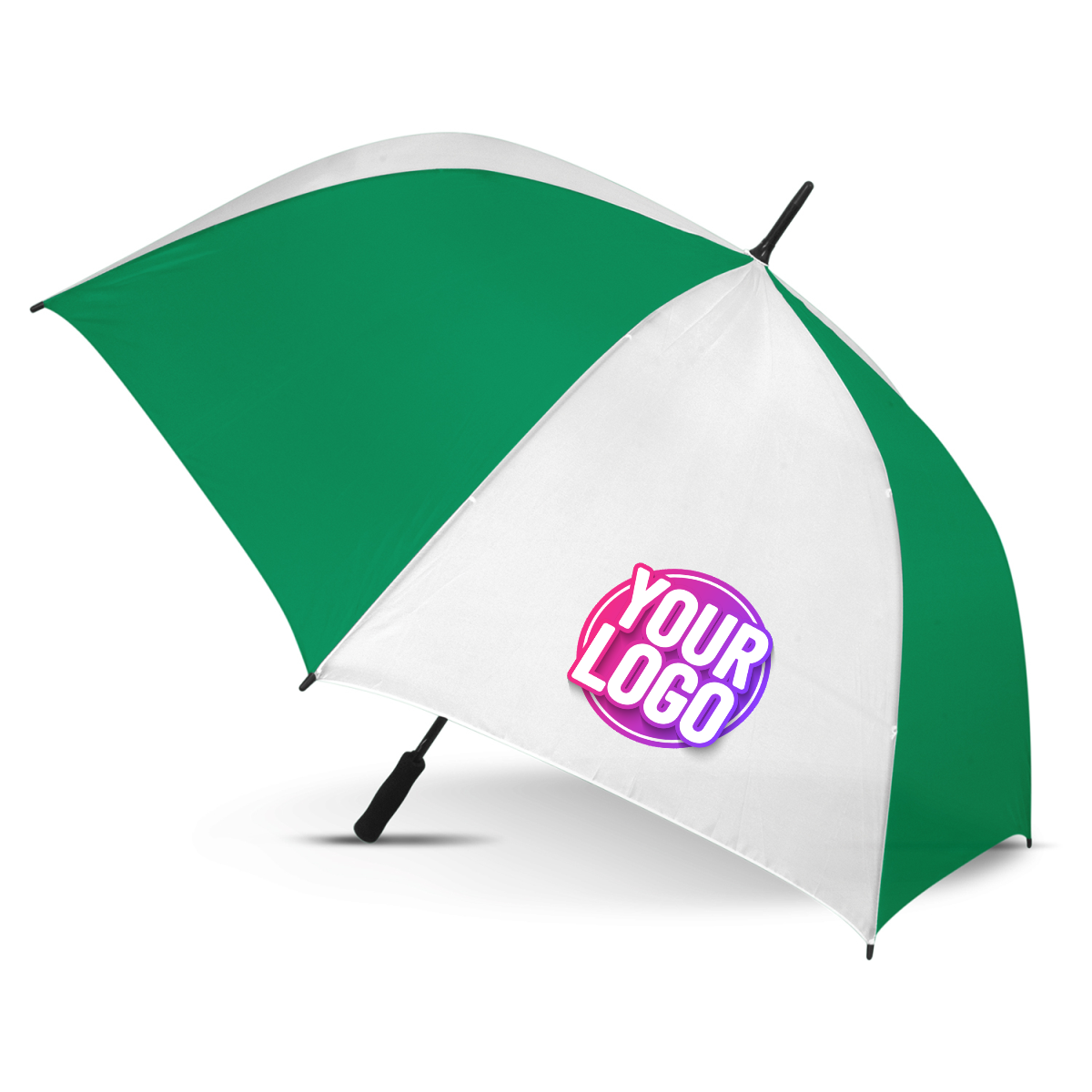 CUSTOM BRANDED - STORM PROOF ULTIMATE®️ Heavy Duty Sports Umbrella with Windproof Fibreglass Frame - Premium Automatic Opening - White Panels