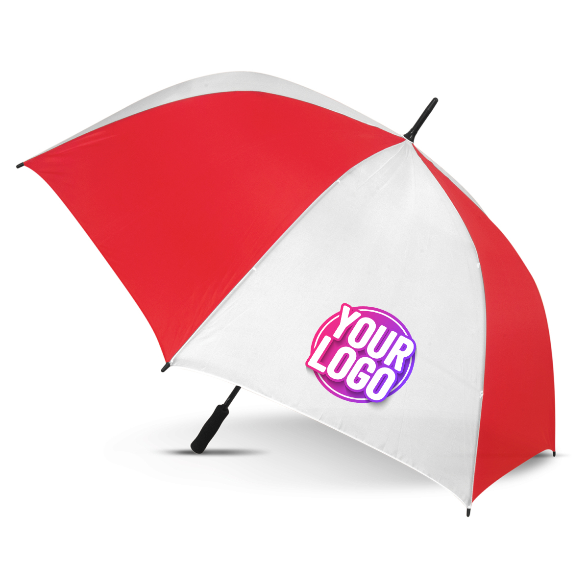 CUSTOM BRANDED - STORM PROOF ULTIMATE®️ Heavy Duty Sports Umbrella with Windproof Fibreglass Frame - Premium Automatic Opening - White Panels