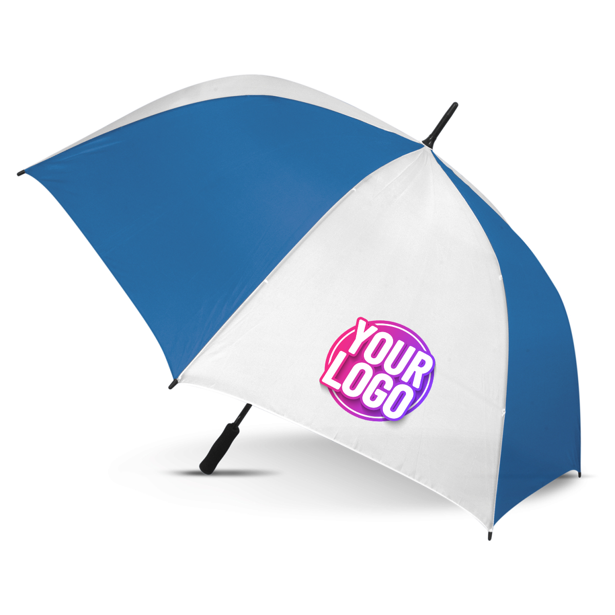 CUSTOM BRANDED - STORM PROOF ULTIMATE®️ Heavy Duty Sports Umbrella with Windproof Fibreglass Frame - Premium Automatic Opening - White Panels