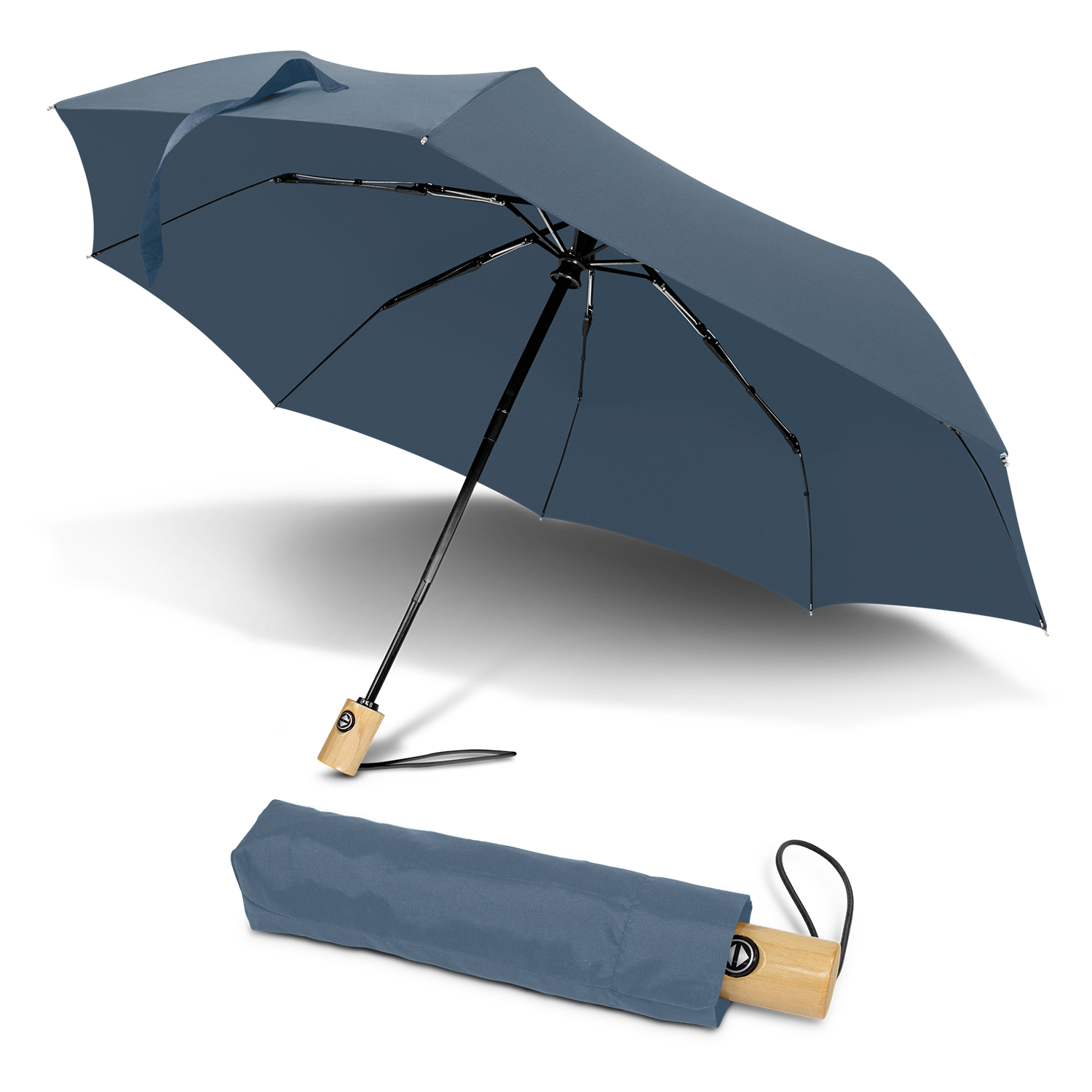 STORM PROOF ECO®️  (RPET) Personal Compact Travel Umbrella With Wind Proof Fibreglass Frame, Japanese Oak Handle & SMART Automatic Open/Close
