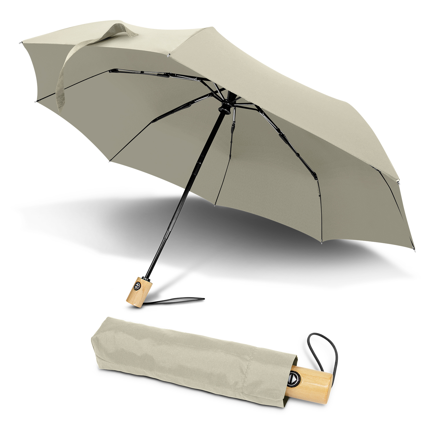 STORM PROOF ECO®️  (RPET) Personal Compact Travel Umbrella With Wind Proof Fibreglass Frame, Japanese Oak Handle & SMART Automatic Open/Close