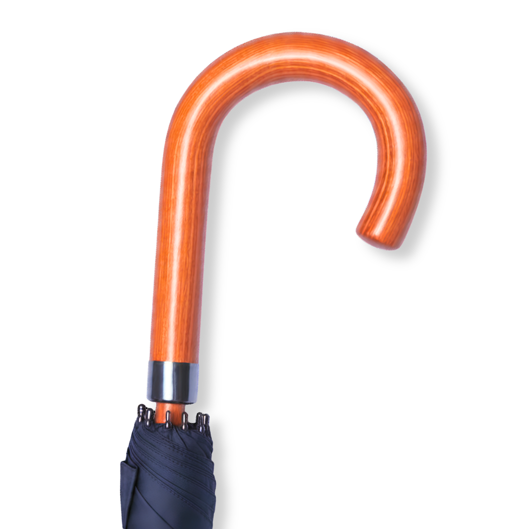 TEMPEST & TIDE®️ Premium Executive Umbrella with Premium Pongee Canopy, Wind Resistant Fibreglass Frame with "Z-Rib" Technology and Auto-Open - Solid Wooden Shaft & Premium Wooden Curved Hook Handle