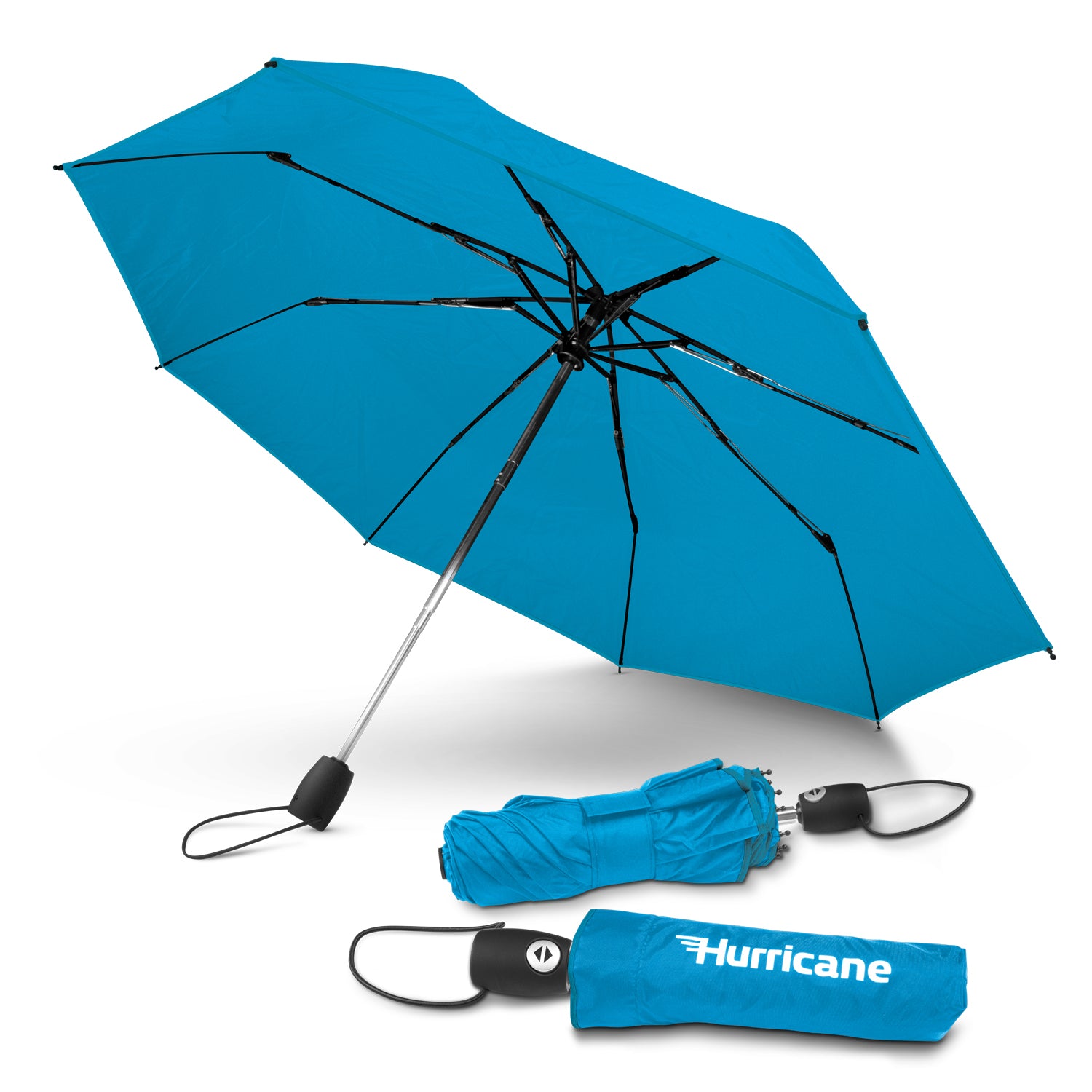 HURRICANE COMPACT®️ Heavy Duty Wind-Rated Compact Umbrella With Double Layer Wind/Vent System, Fibreglass Ribs & Steel Frame, Smart Auto Open & Close