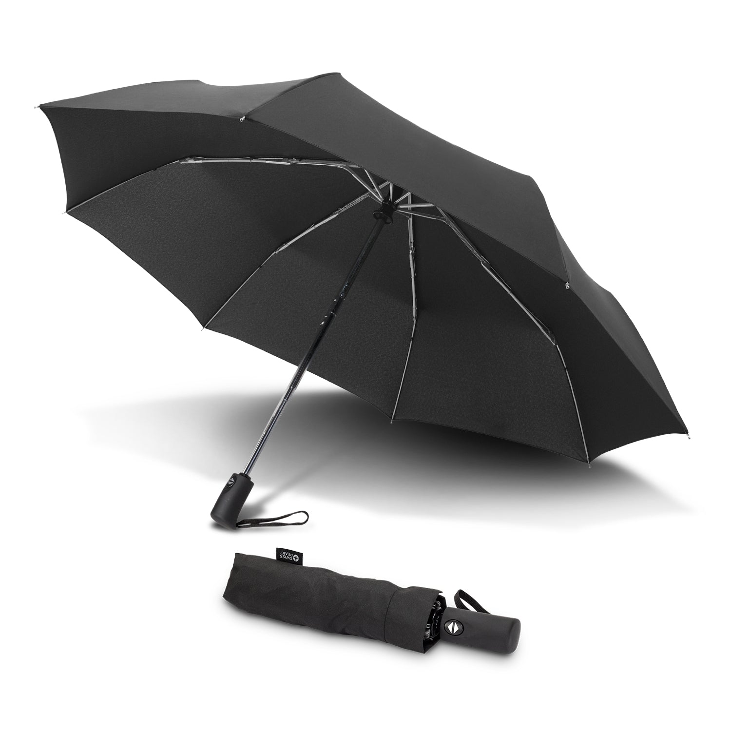 SWISS PEAK®️ INVERTED-FOLD Premium Compact Umbrella - SMART Automatic Open & Close Push Button Technology