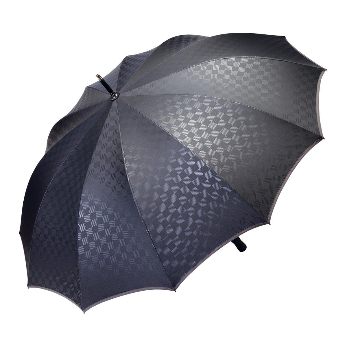 Umbra®️-boss-embossed-checkered-pattern-umbrella-premium-wind-resistant-umbrella-electroplated-shaft-hybrid-frame-auto-open-black