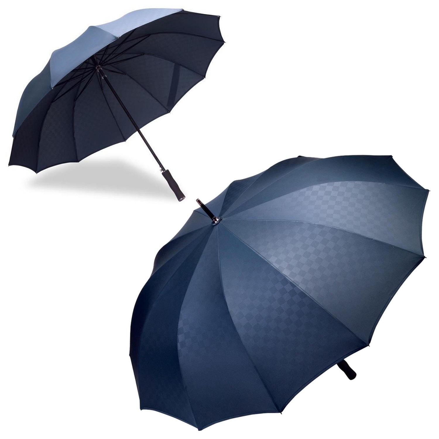 Umbra®️-boss-embossed-checkered-pattern-umbrella-premium-wind-resistant-umbrella-electroplated-shaft-hybrid-frame-auto-open-navy-2