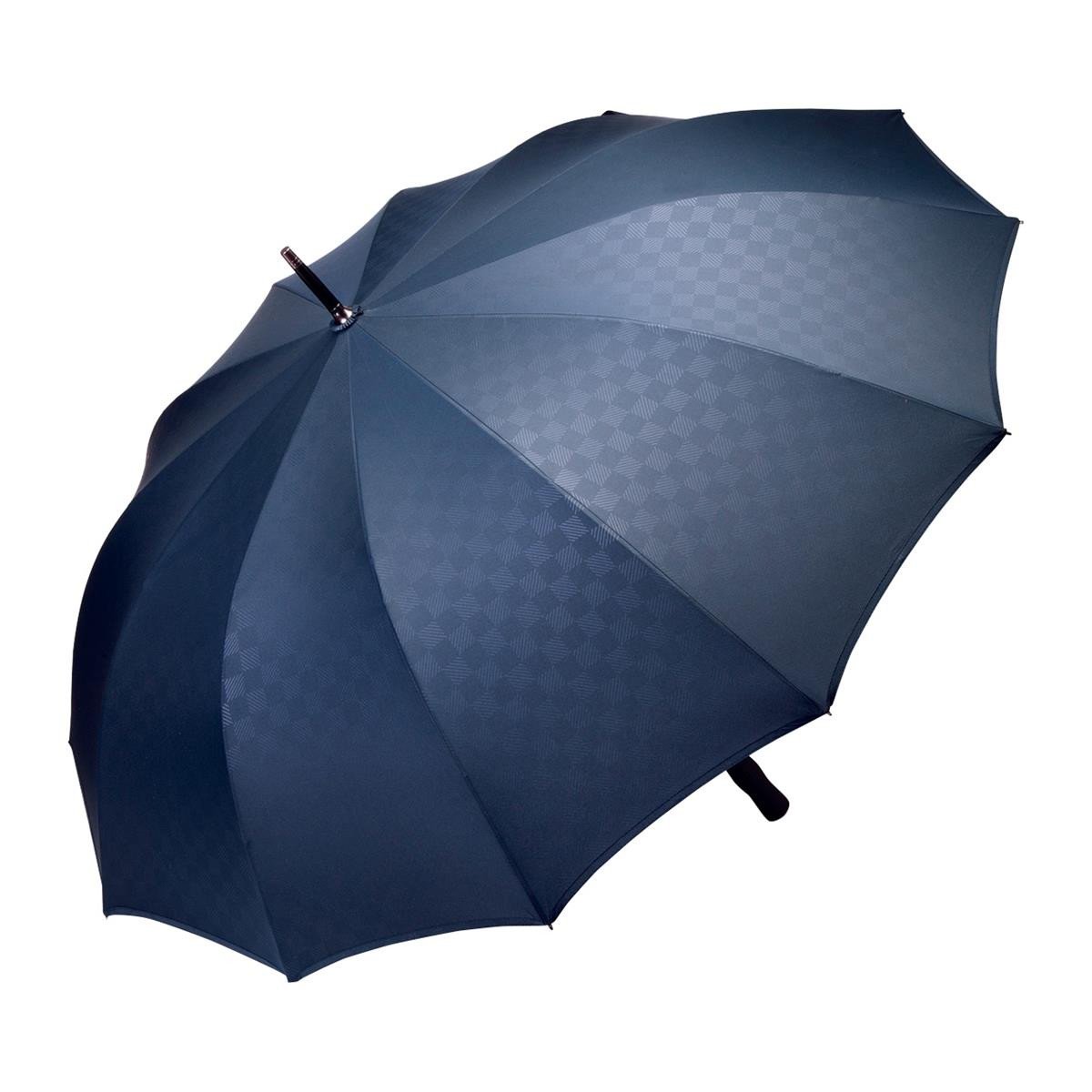 Umbra®️-boss-embossed-checkered-pattern-umbrella-premium-wind-resistant-umbrella-electroplated-shaft-hybrid-frame-auto-open-navy