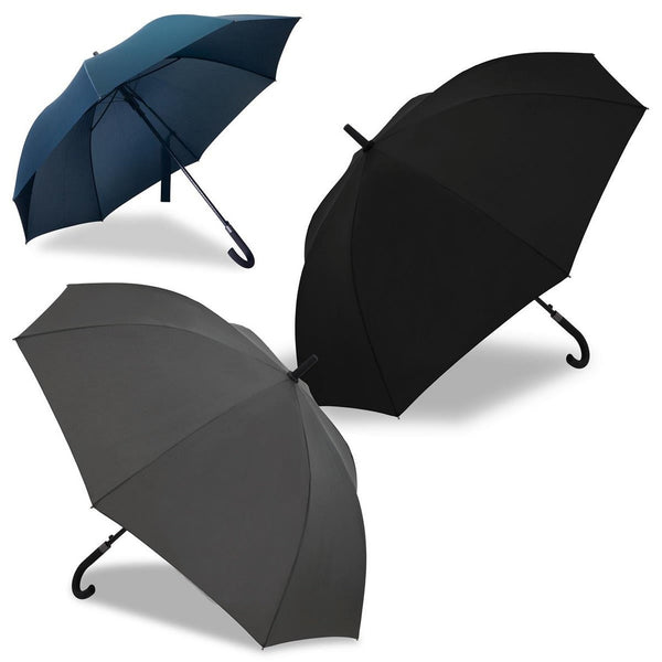Curved Hook Umbrella, Corporate, Umbra®️, Windproof, Fibreglass, Black