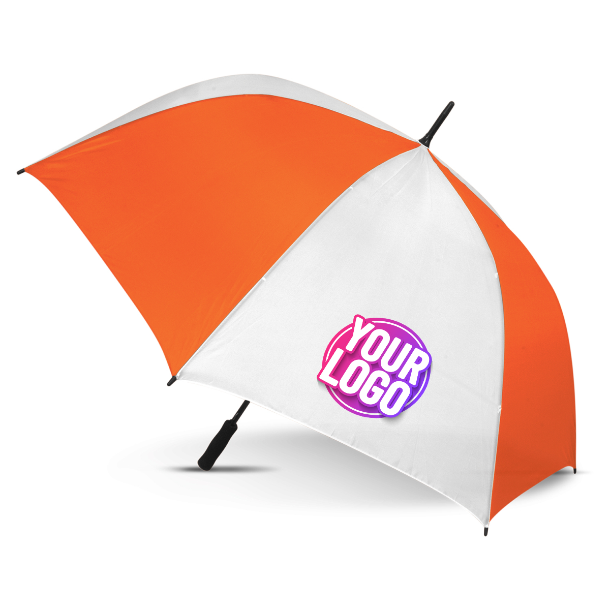 CUSTOM BRANDED - STORM PROOF ULTIMATE®️ Heavy Duty Sports Umbrella with Windproof Fibreglass Frame - Premium Automatic Opening - White Panels
