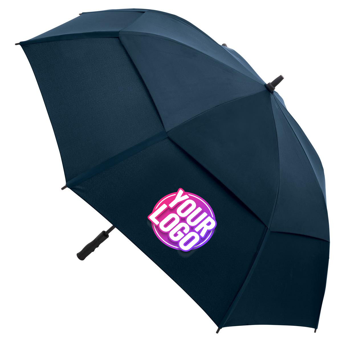 CUSTOM BRANDED - UMBRA®️ ULTIMATE Heavy Duty Umbrella With Superior ULTIMATE™ Fibreglass Frame, Double Layer Wind Vent System - Auto-Open Push Button Feature