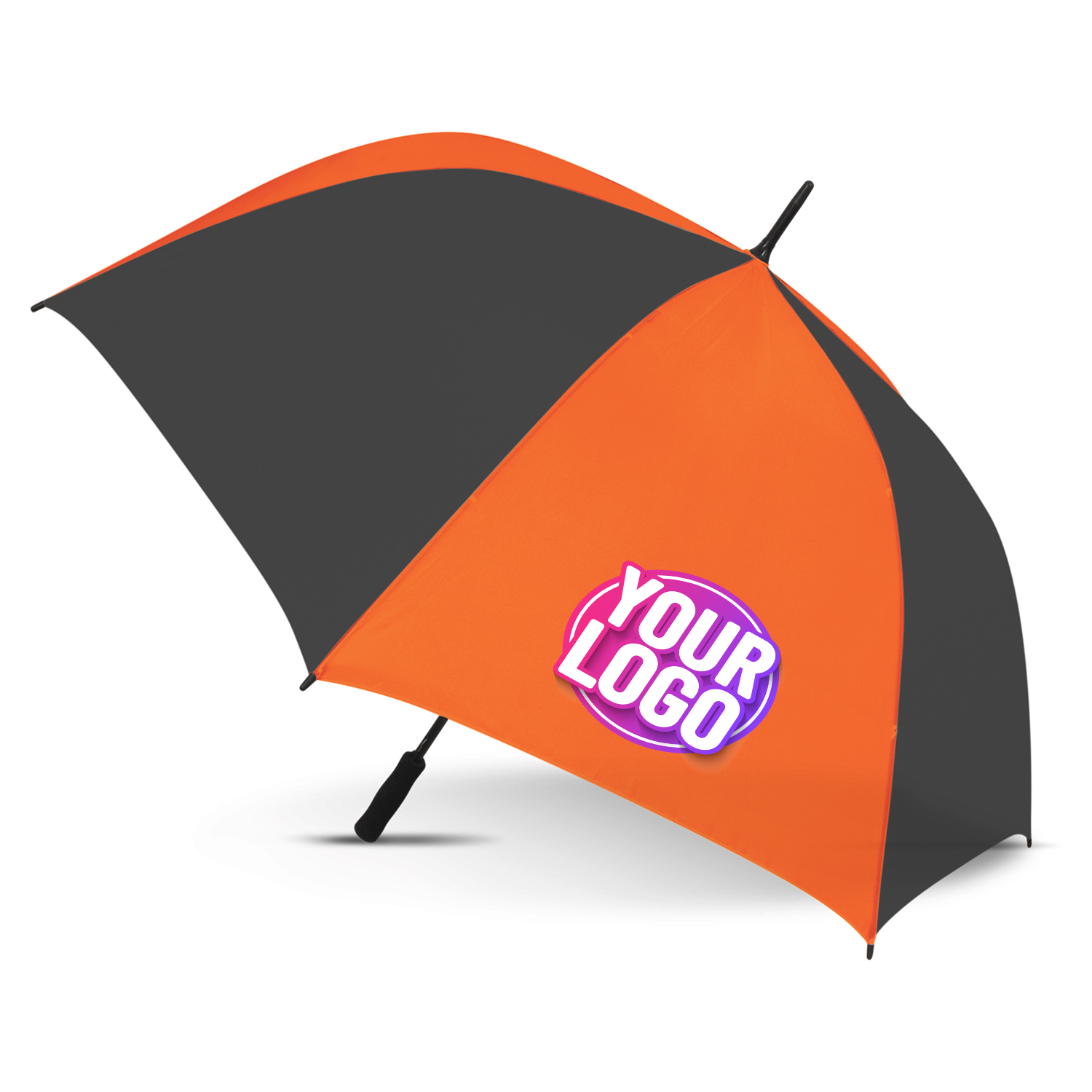 CUSTOM BRANDED - STORM PROOF ULTIMATE®️ Heavy Duty Sports Umbrella with Windproof Fibreglass Frame and Fibreglass Shaft - Premium Automatic Opening - Black Panels